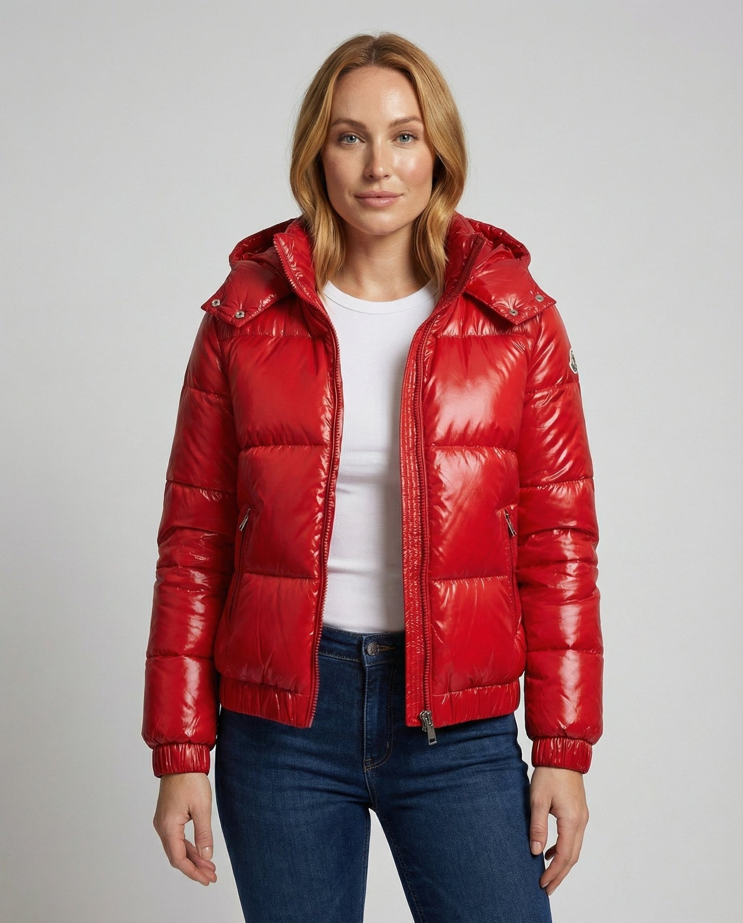 Veska | Glänsande Vinterjacka för Dam | Vattenavvisande med Huva och Isolering