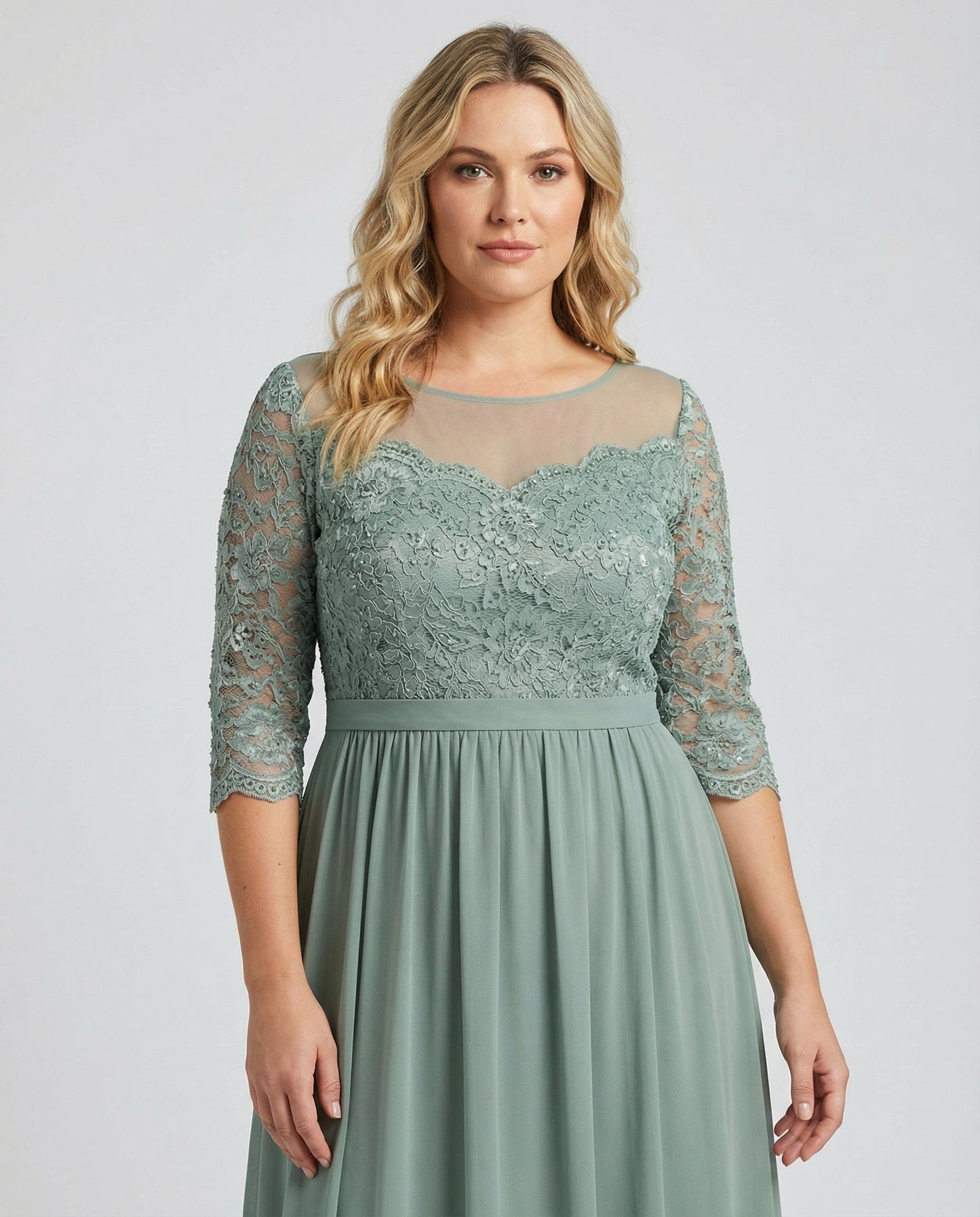 Veska | Elegant Aftonklänning med Spets | Ankellång Design för Fest