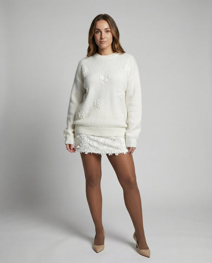 Veska | Vintertröja för Dam | Mjuk Stickad Tröja med Jacquardmönster