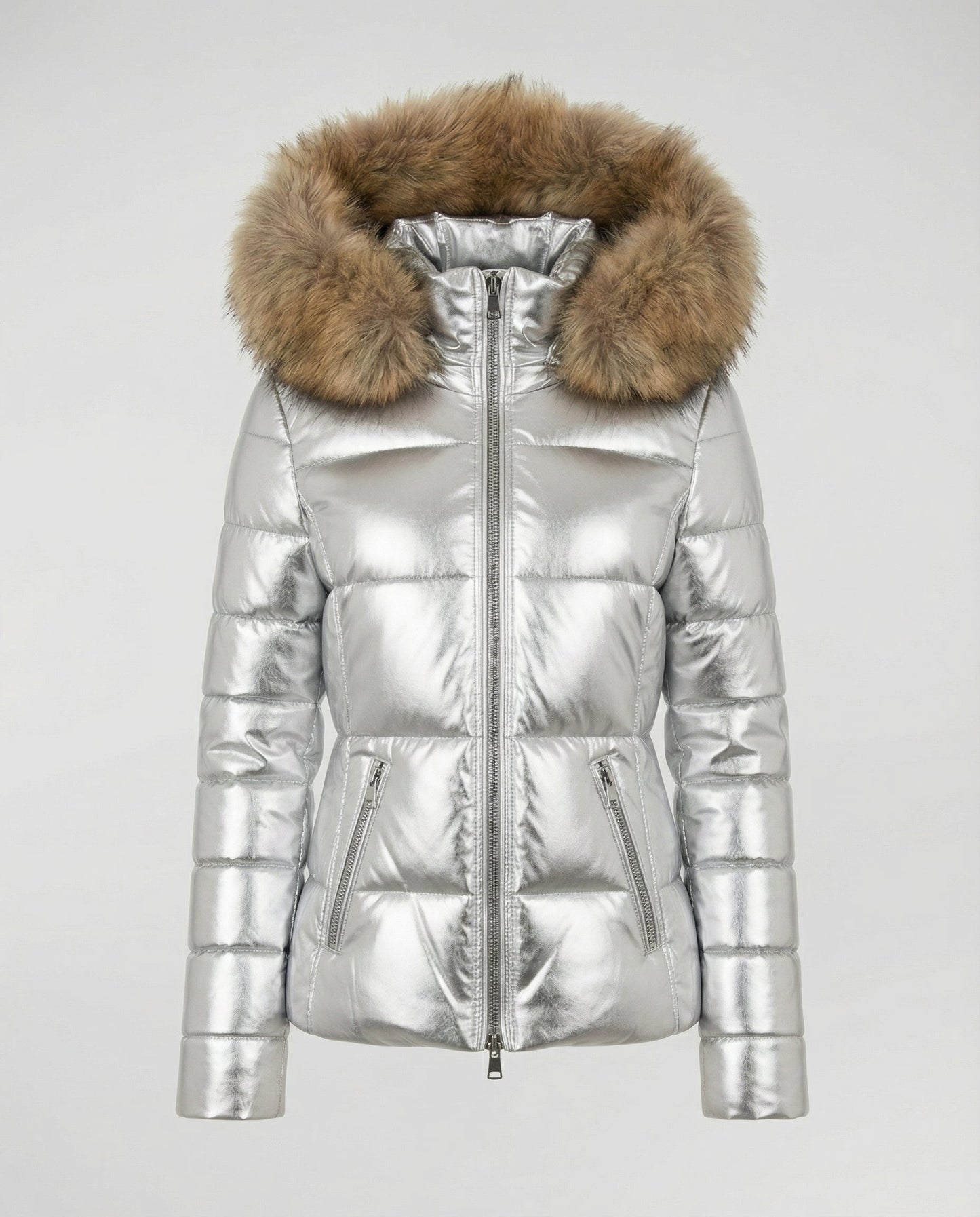 Veska | Varm Vinterjacka för Dam | Oversized Design med Pälsfodrad Huva