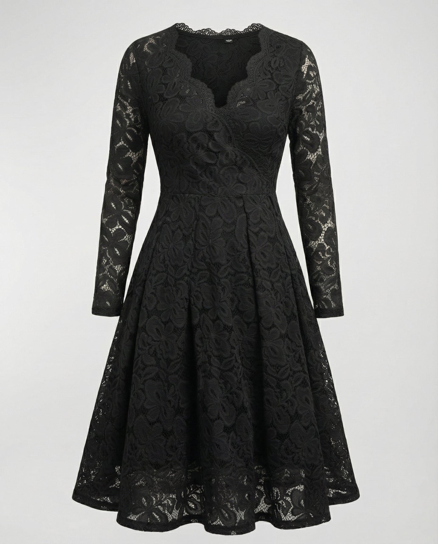 Veska | Spetsklänning för Dam | Djup V-ringning och Elegant Silhuett