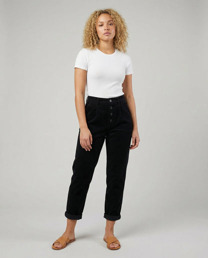 Veska | Kordbyxa för Dam | Elastisk Midja och Lös Passform