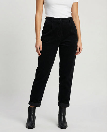 Veska | Kordbyxa för Dam | Elastisk Midja och Lös Passform