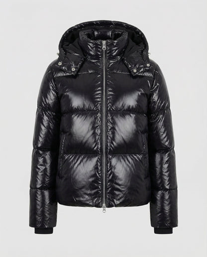 Veska | Puffy Jacka för Dam | Figursydd Design med Huva och Värme