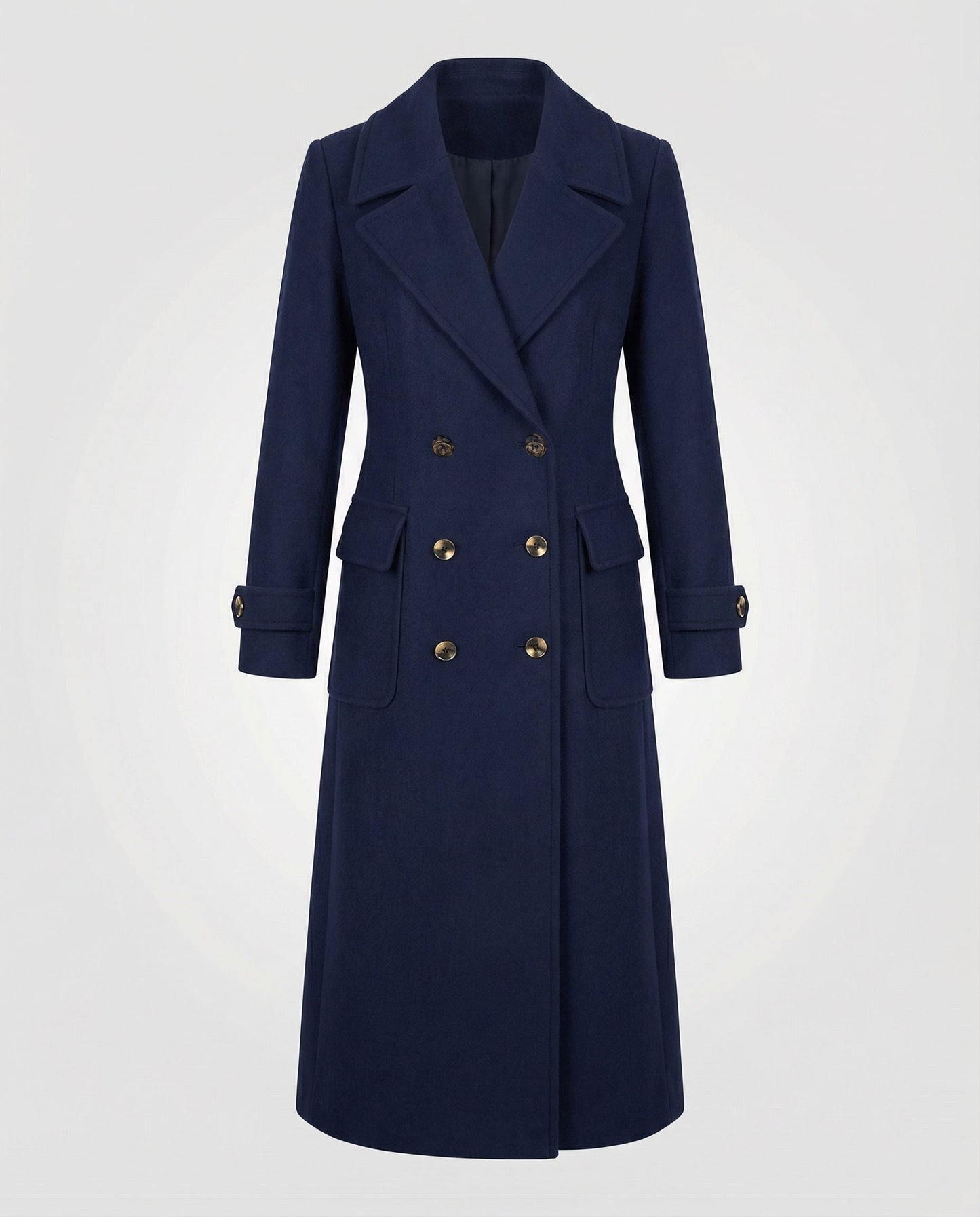 Veska | Ullkappa för Dam | Dubbelknäppt Design med Hög Krage