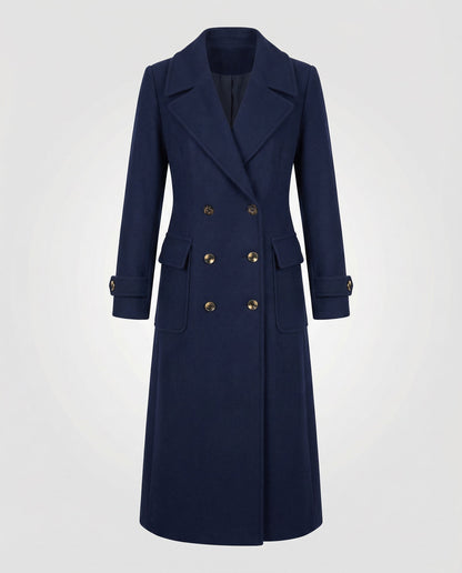 Veska | Ullkappa för Dam | Dubbelknäppt Design med Hög Krage