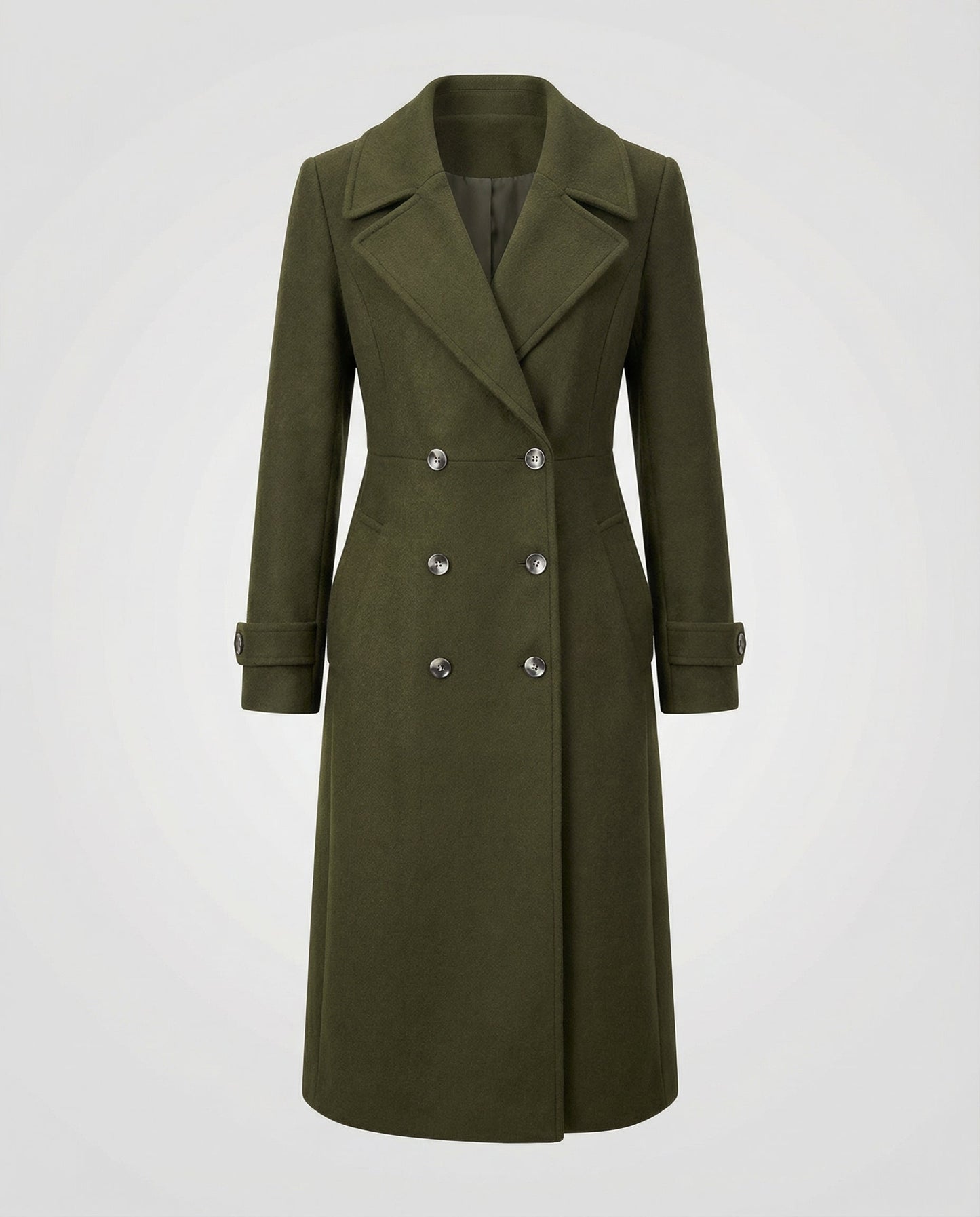 Veska | Ullkappa för Dam | Dubbelknäppt Design med Hög Krage