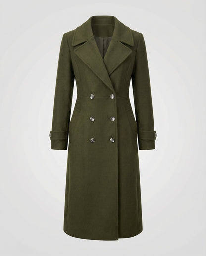 Veska | Ullkappa för Dam | Dubbelknäppt Design med Hög Krage