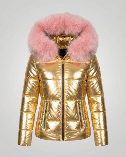 Veska | Varm Vinterjacka för Dam | Oversized Design med Pälsfodrad Huva