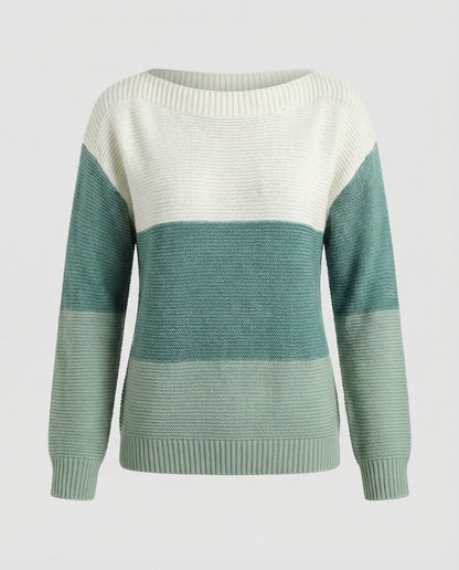 Veska | Patchworktröja för Dam | Modern Trefärgad Design och Bekväm Passform