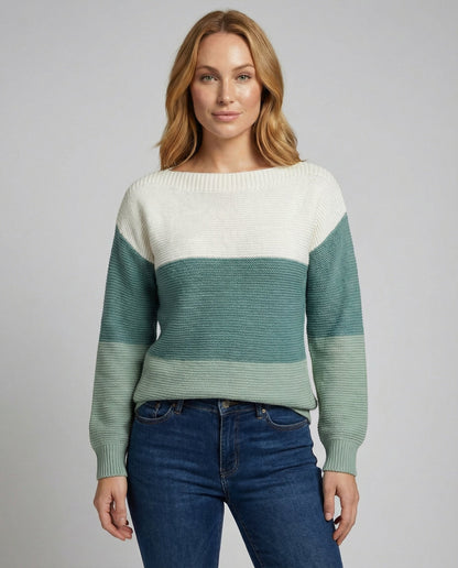 Veska | Patchworktröja för Dam | Modern Trefärgad Design och Bekväm Passform