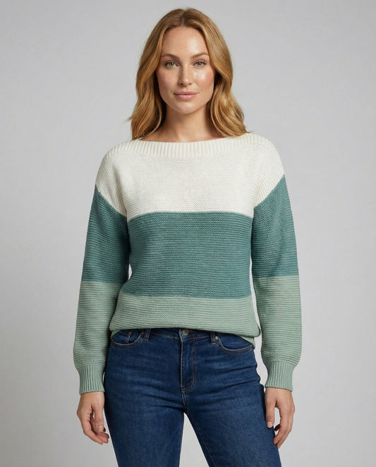 Veska | Patchworktröja för Dam | Modern Trefärgad Design och Bekväm Passform