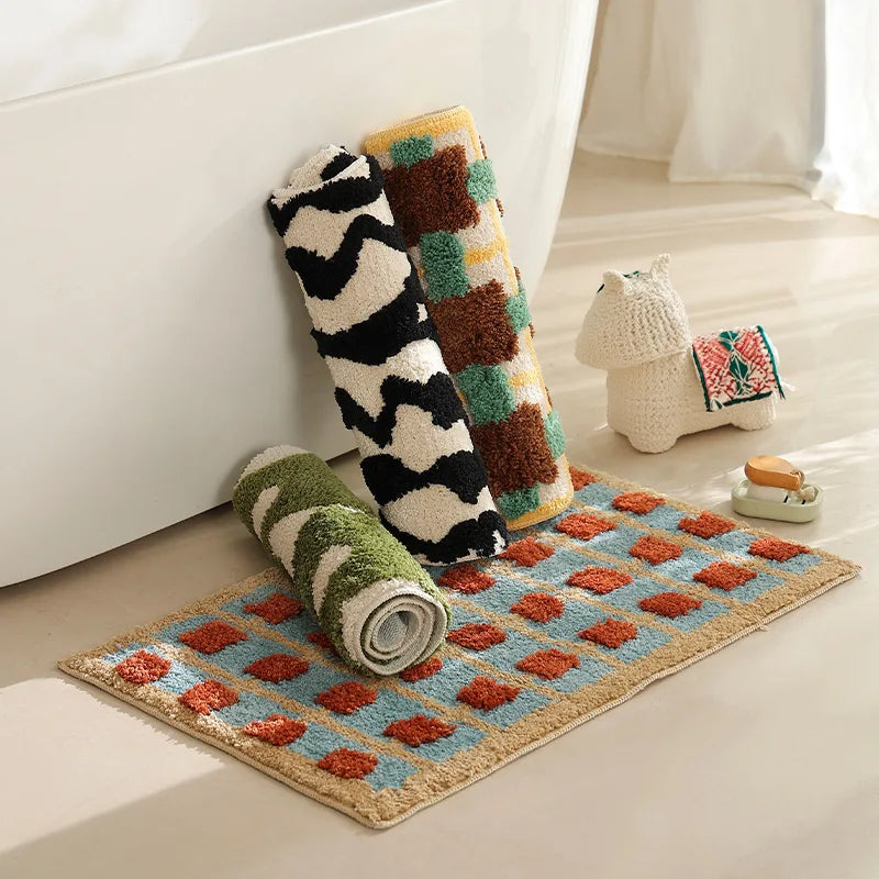 Abstract Grid Tufted Bath Mat | Veska