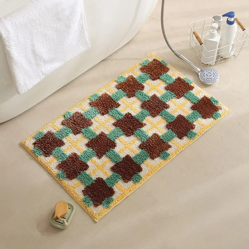 Abstract Grid Tufted Bath Mat | Veska