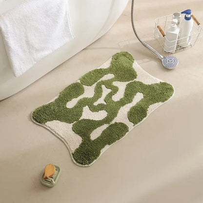 Abstract Grid Tufted Bath Mat | Veska Vågig Grön (44x72cm)