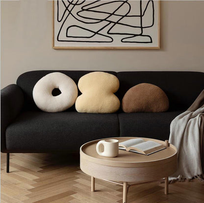 Abstract Teddy Plush Cushion | Veska Elfenben (Doughnut), 39x36cm