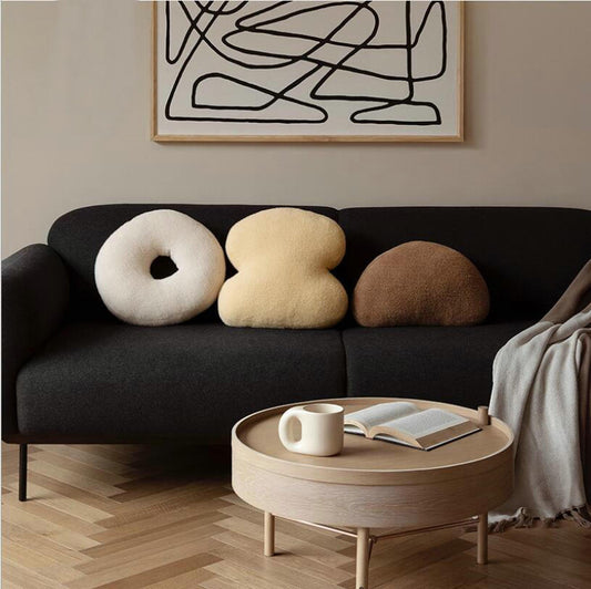 Abstract Teddy Plush Cushion | Veska Elfenben (Doughnut), 39x36cm