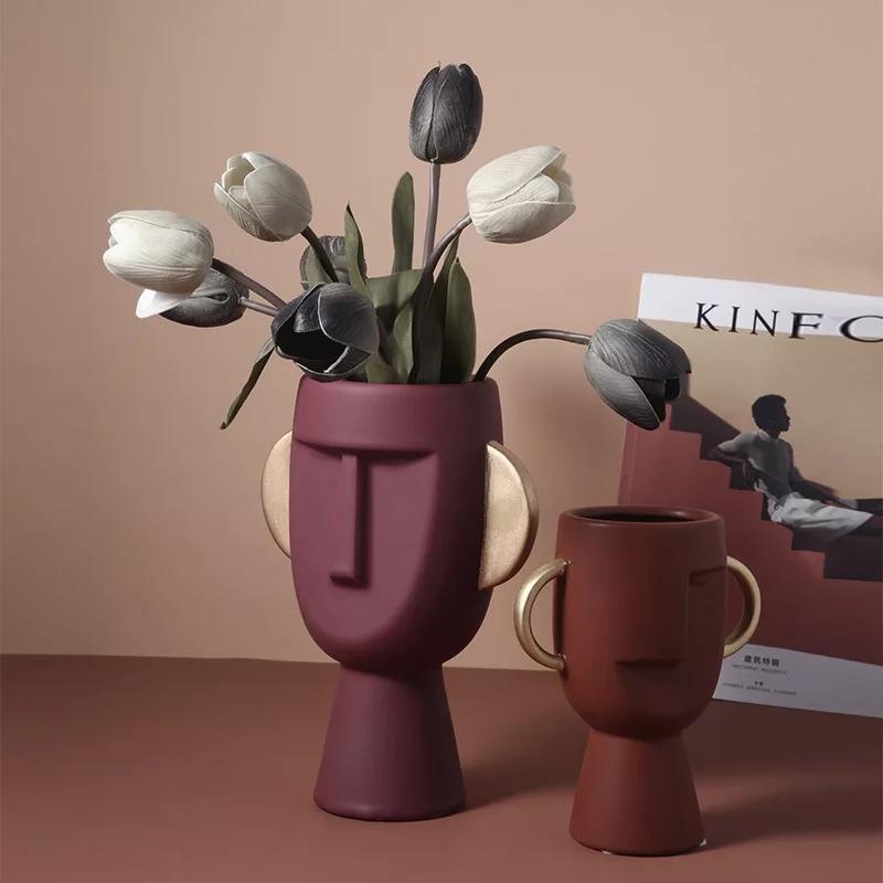 Abstrakt Ansikte Blomster Vase | Veska