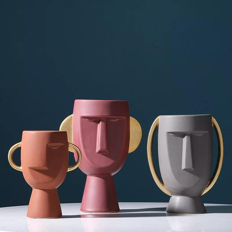 Abstrakt Ansikte Blomster Vase | Veska