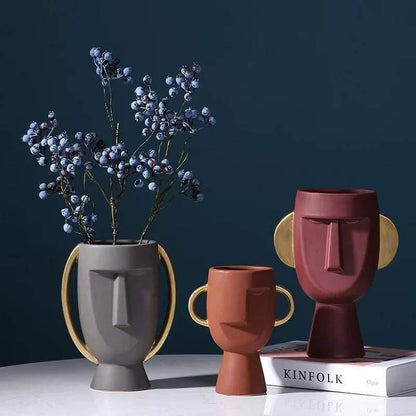 Abstrakt Ansikte Blomster Vase | Veska