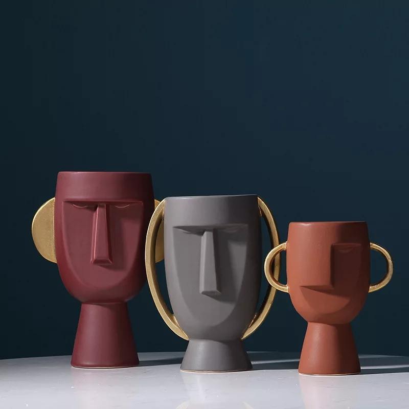 Abstrakt Ansikte Blomster Vase | Veska