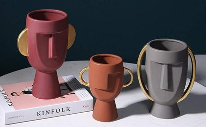 Abstrakt Ansikte Blomster Vase | Veska
