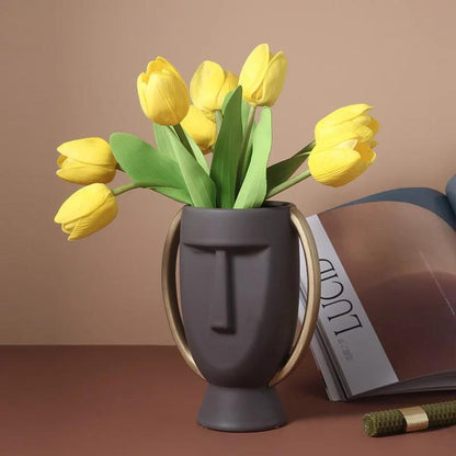 Abstrakt Ansikte Blomster Vase | Veska
