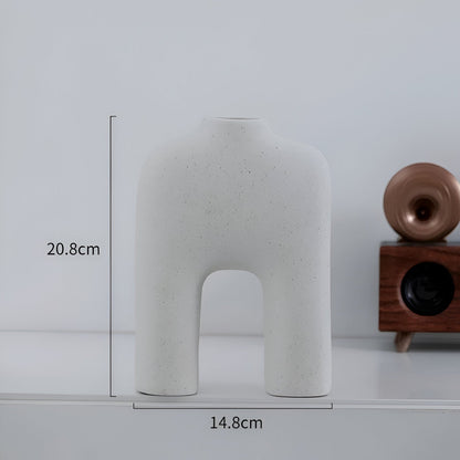 Abstrakt Hålig Vit Keramik Vasen | Veska Design B