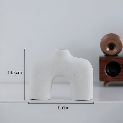 Abstrakt Hålig Vit Keramik Vasen | Veska Design D
