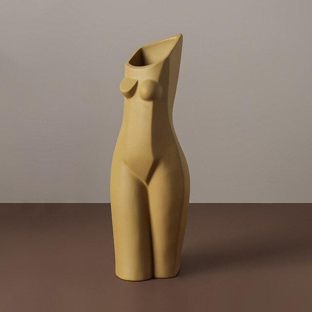 Abstrakt Kroppskonst Skulptur Vas | Veska Gul