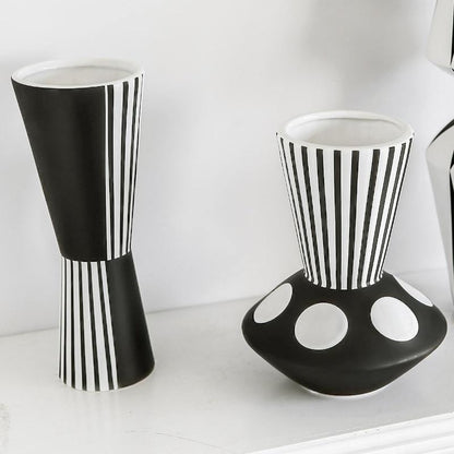 Abstrakt svartvit designvase | Veska Omvänd Vas