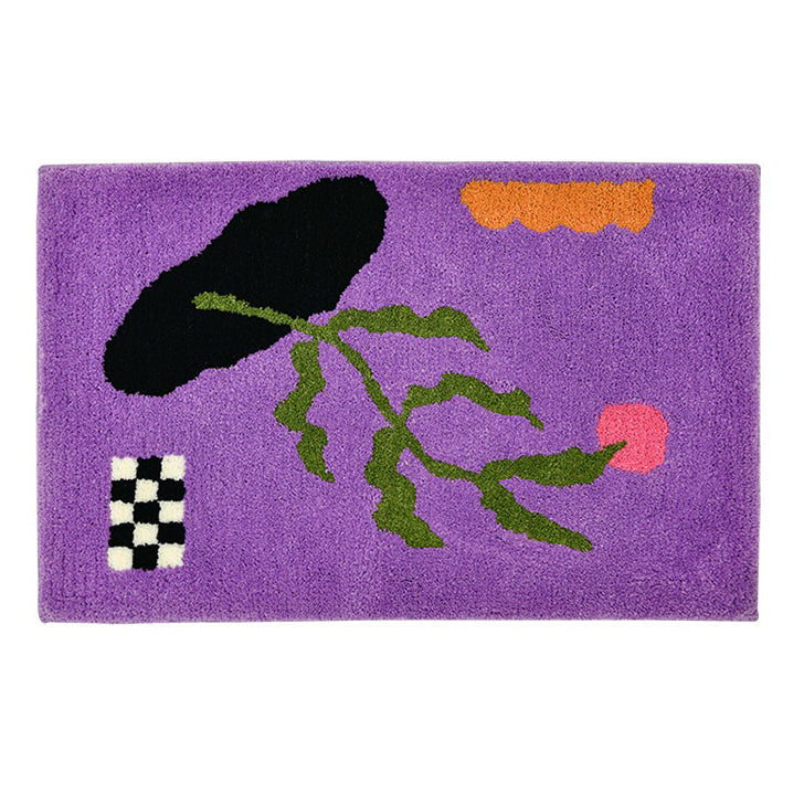 Abstrakt Tryck Matta | Veska Lila + Blommönster