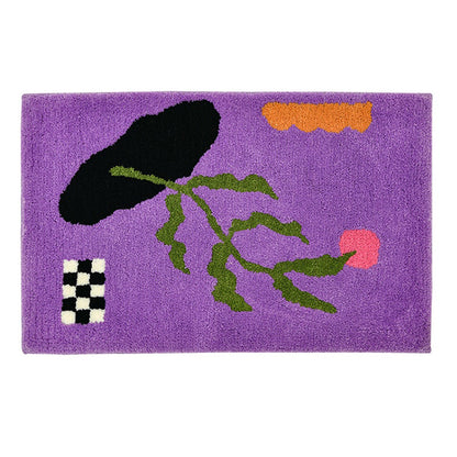 Abstrakt Tryck Matta | Veska Lila + Blommönster