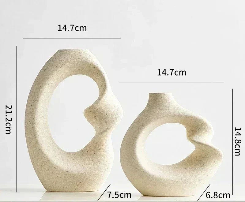 Abstrakta Skulpturala Vaser Moderna och Konstnärliga | Veska Beige