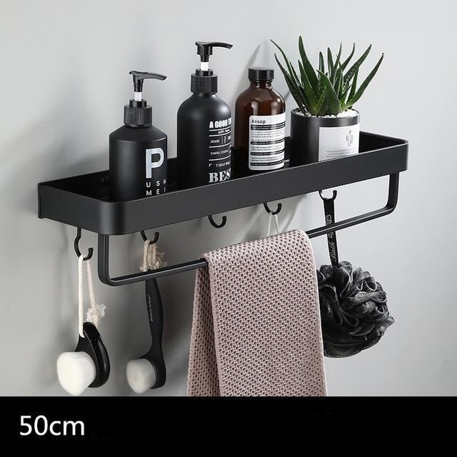 AeroRack Modern vägghylla med elegant design för stiliga förvaringslösningar | Veska Hylla med klädhängare och krok 50 cm