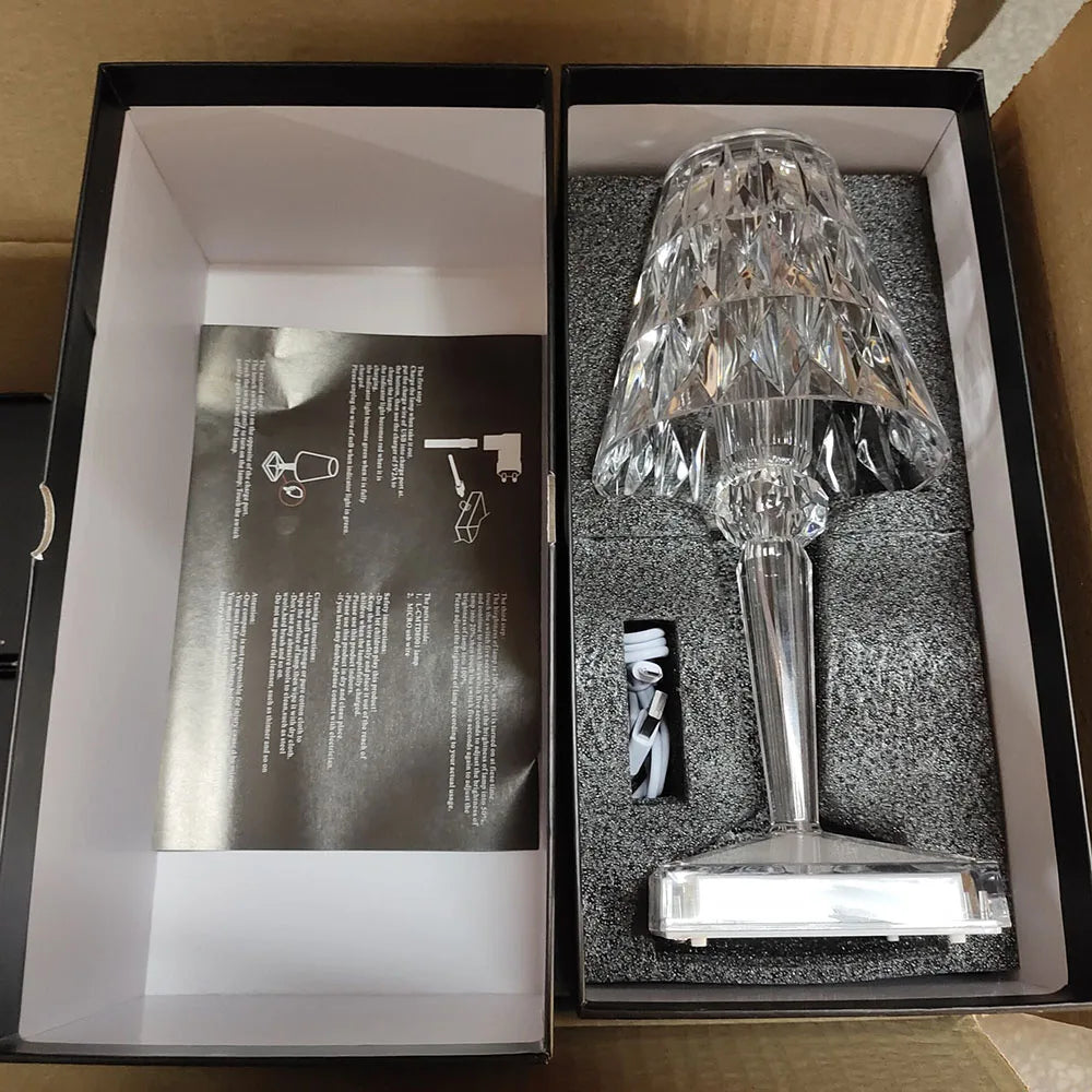 Akryl Crystal Bordslampa – Konstnärlig Design, Dimmbar, Energibesparande, Ideal för Vardagsrum eller Sovrum | Veska