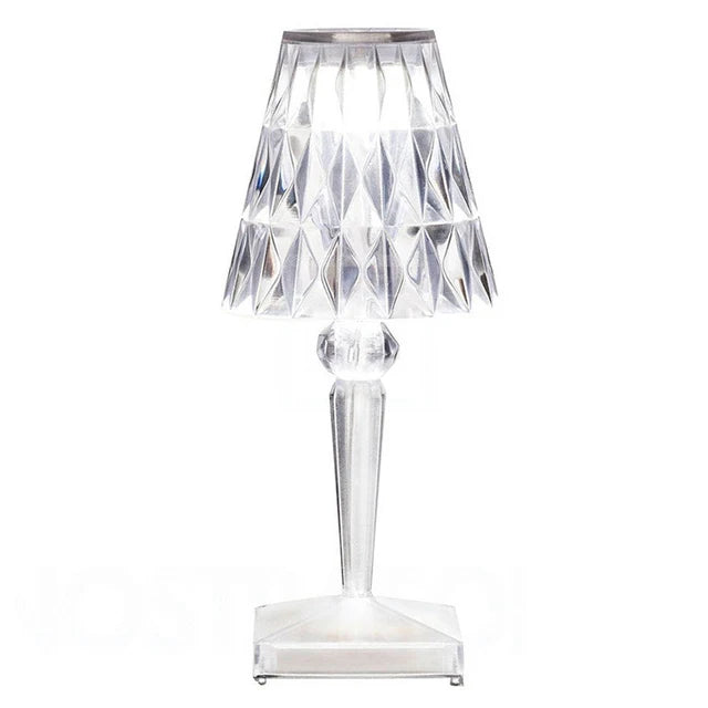 Akryl Crystal Bordslampa – Konstnärlig Design, Dimmbar, Energibesparande, Ideal för Vardagsrum eller Sovrum | Veska Vit