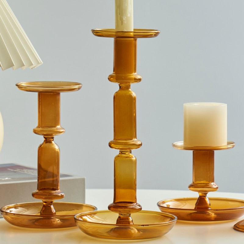 Amber Modern Glass Candle Holder | Veska