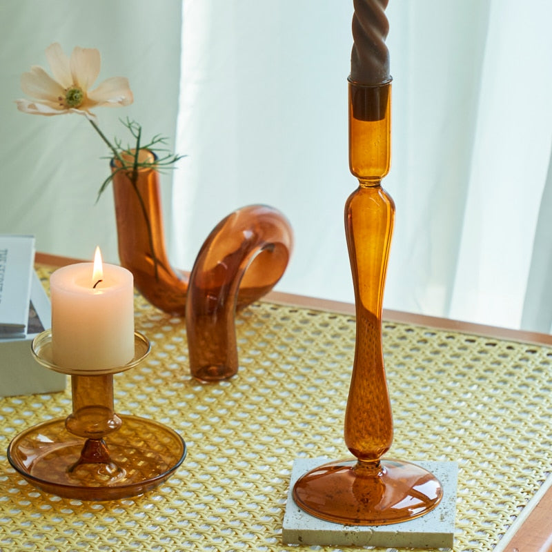 Amber Modern Glass Candle Holder | Veska