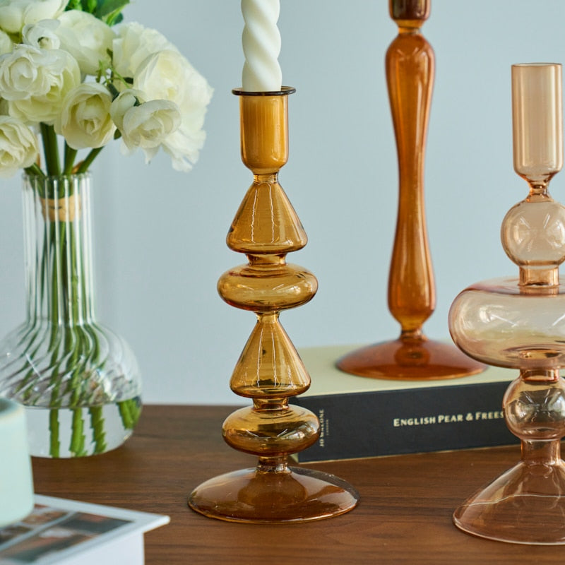 Amber Modern Glass Candle Holder | Veska