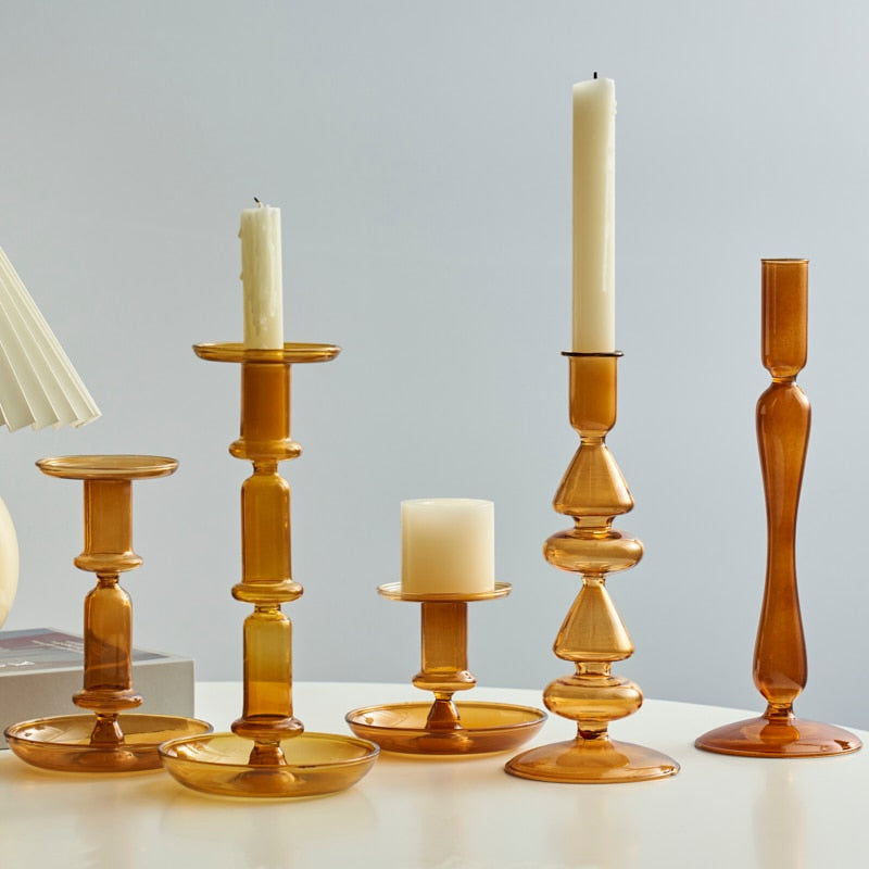 Amber Modern Glass Candle Holder | Veska H1