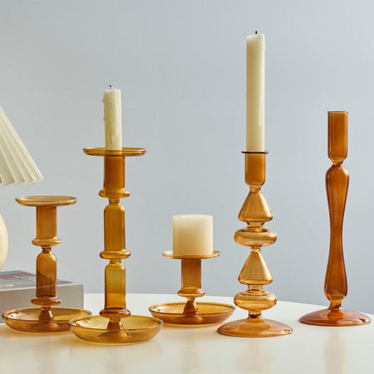 Amber Modern Glass Candle Holder | Veska H1