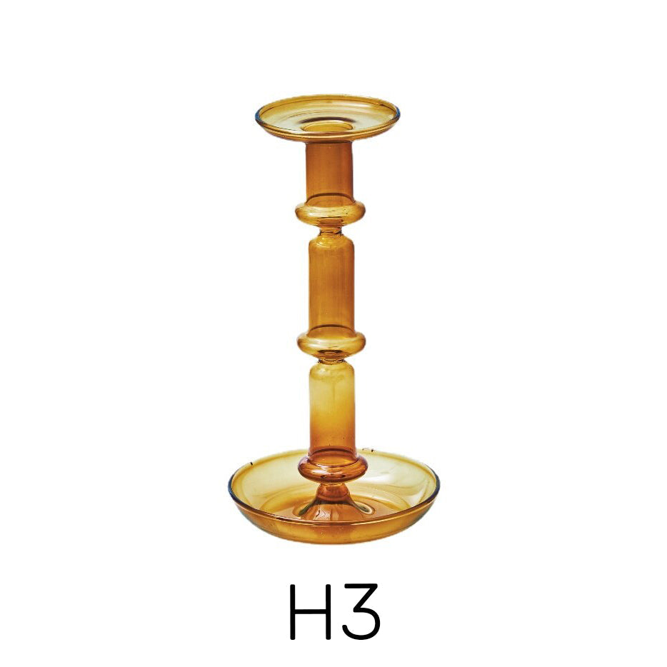 Amber Modern Glass Candle Holder | Veska H3