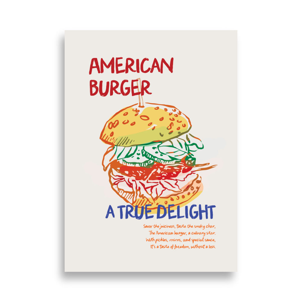 Amerikansk Burger, En Sann Njutning | Veska 50×70 cm