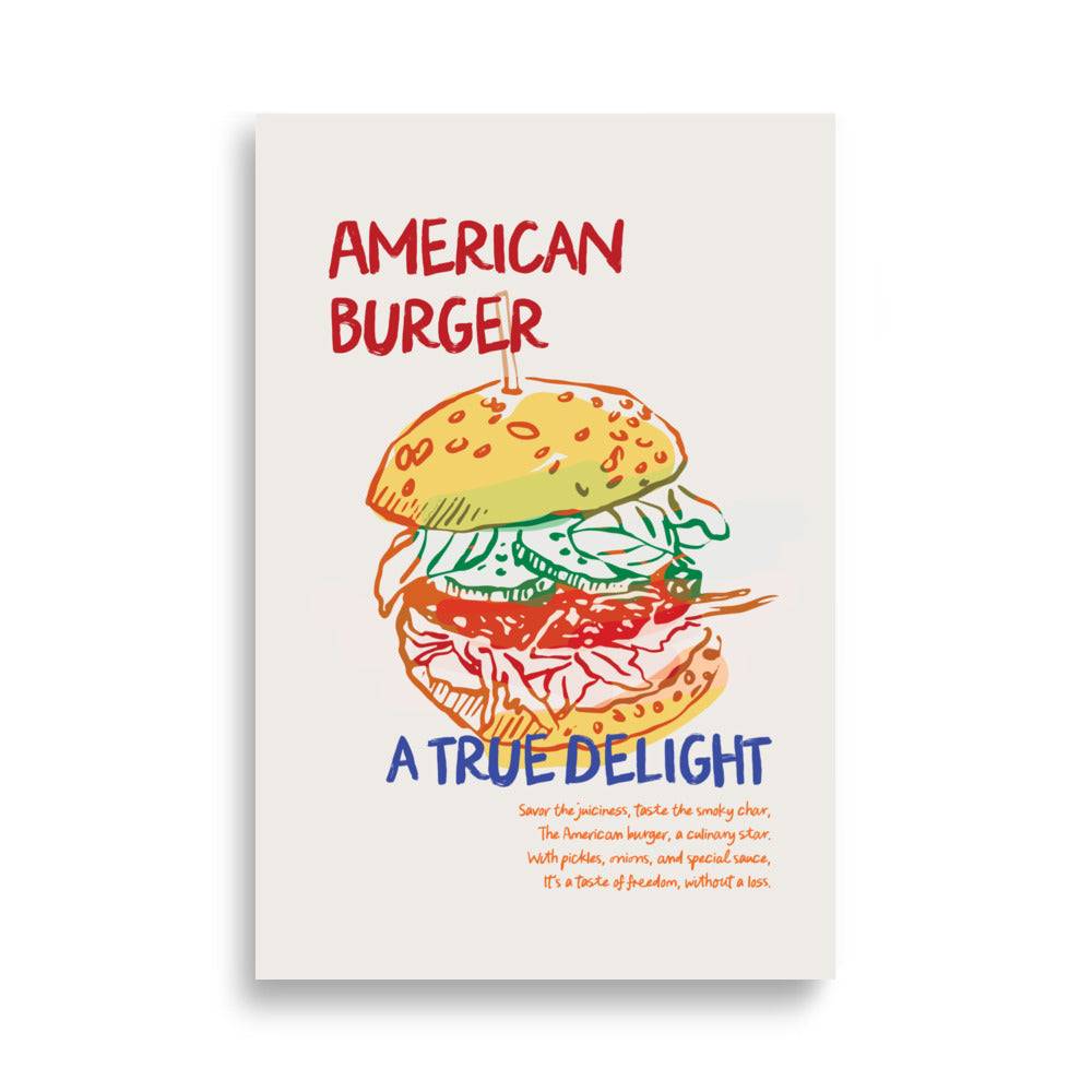 Amerikansk Burger, En Sann Njutning | Veska 61×91 cm