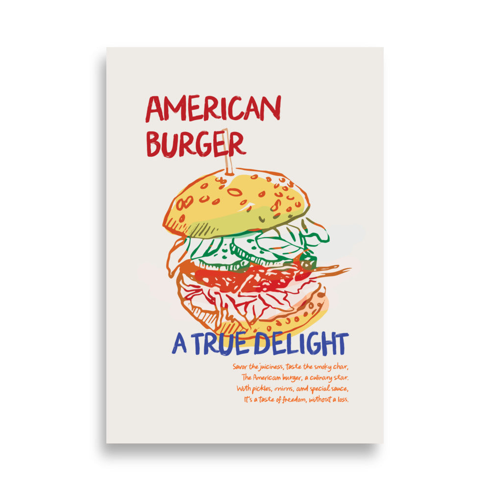 Amerikansk Burger, En Sann Njutning | Veska 70×100 cm