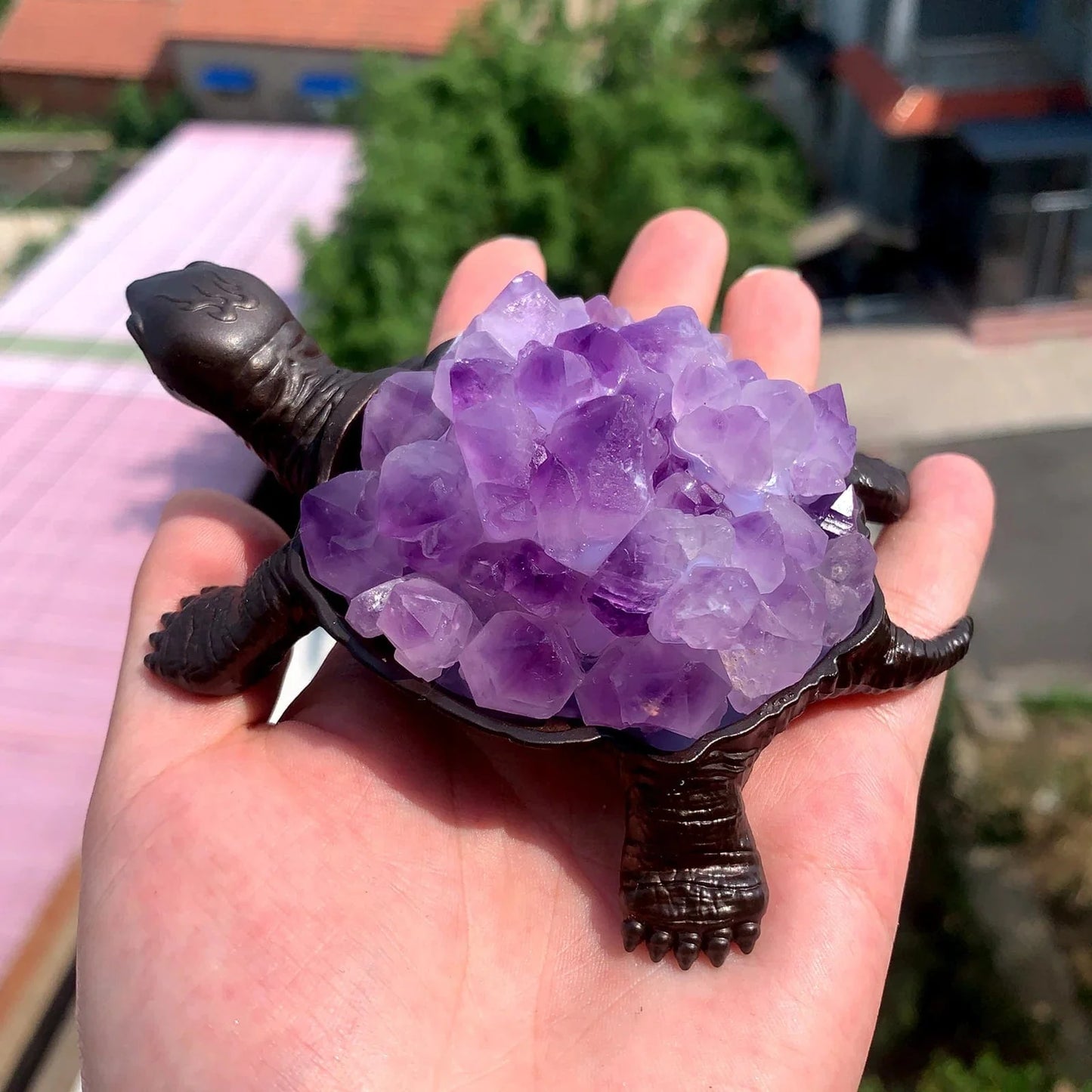 Amethyst Cluster Sköldpadda | Veska