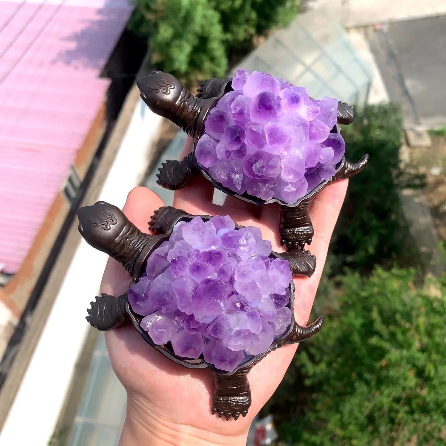 Amethyst Cluster Sköldpadda | Veska