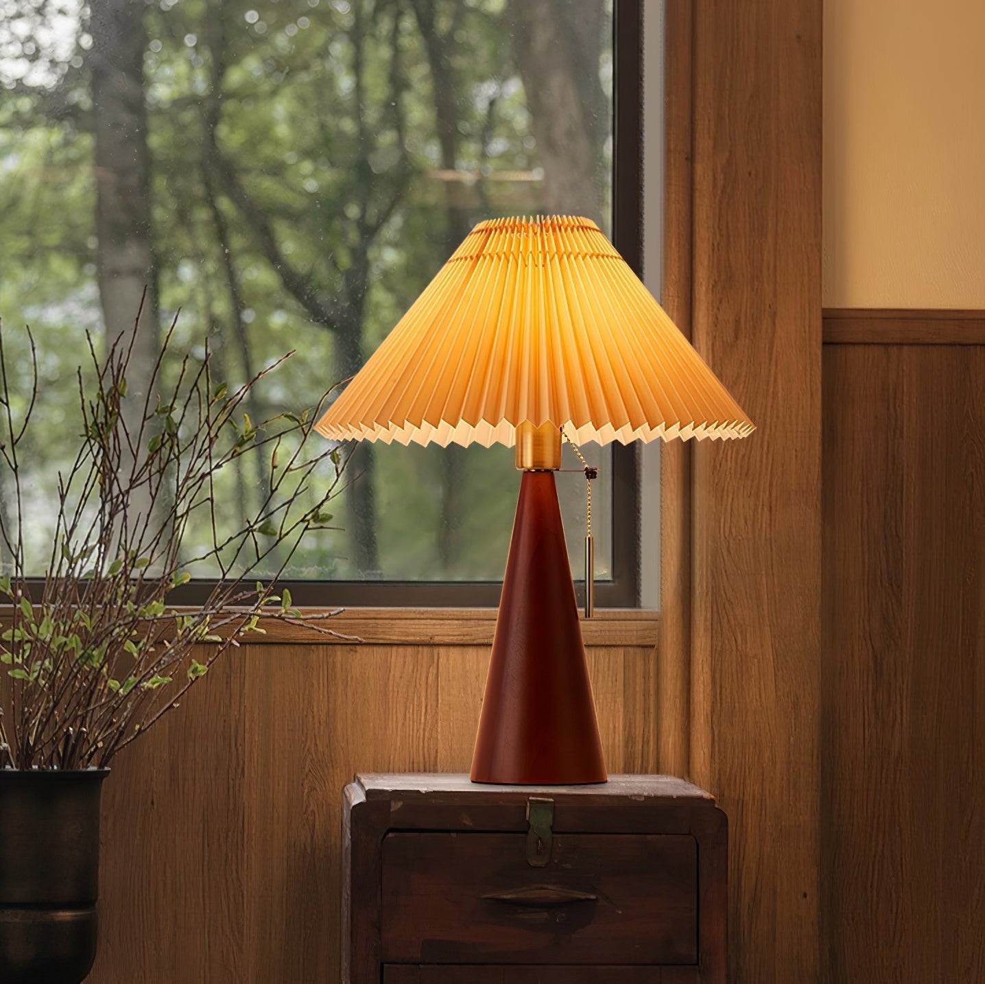 AntiqueRadiance – Elegant trä- och metallbordslampa | Veska