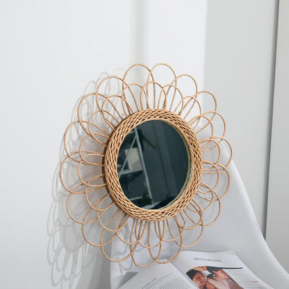 Anya Rattan Loop Rund Väggspegel | Veska